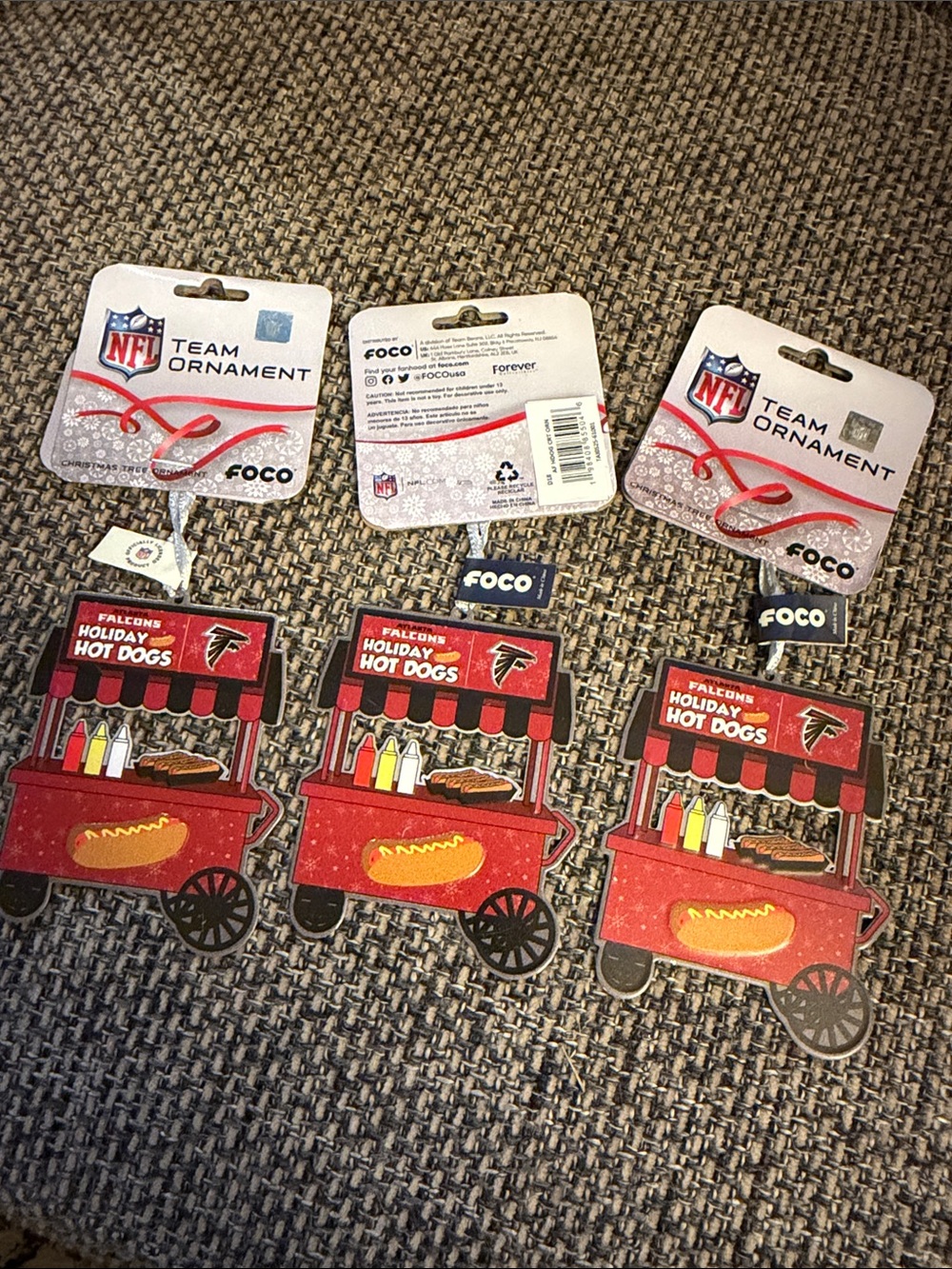 FOCO Atlanta Falcons Holiday Hot Dog Cart Ornament - Red